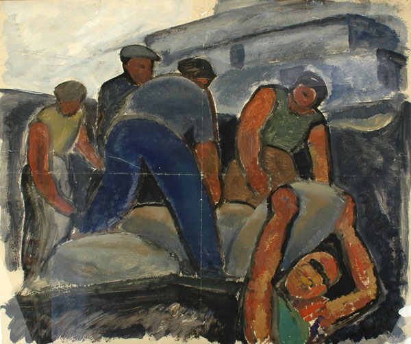 Gouache d'Antoine Serra «Dockers»